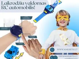Laikrodis su įmontuotu nuimamu mini RC automobiliu