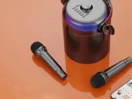 KITE Bevielė bluetooth nešiojama dviejų mikrofonų karaokė su garsiakalbiu (juoda) - 7