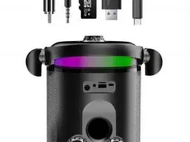 KITE Bevielė bluetooth nešiojama dviejų mikrofonų karaokė su garsiakalbiu (juoda) - 10