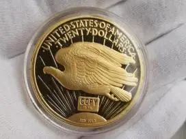 St. Gaudenso 20 USD vertės auksinio dvigubo erelio monetos kopija...